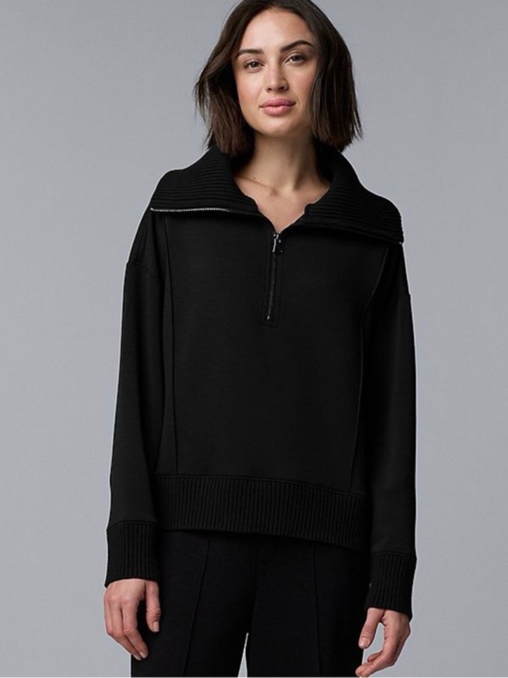 NEW…Simply Vera Vera Wang Mixed Media Half Zip Pullover